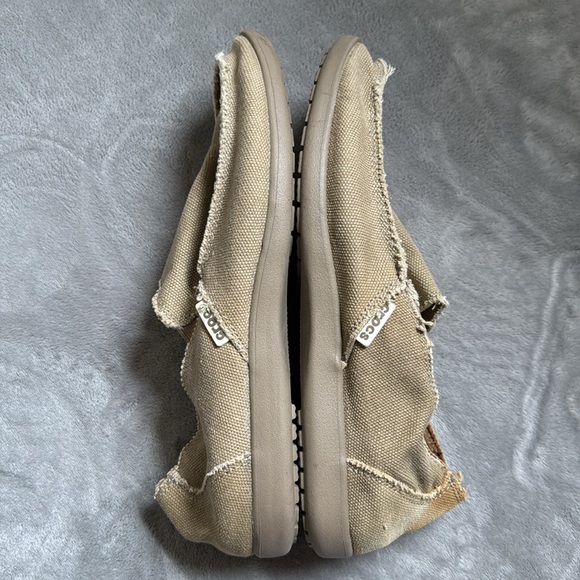 Crocs Santa Cruz Loafer Shoes Mens Size 13 Khaki Canvas Slip On - Picture 4 of 6